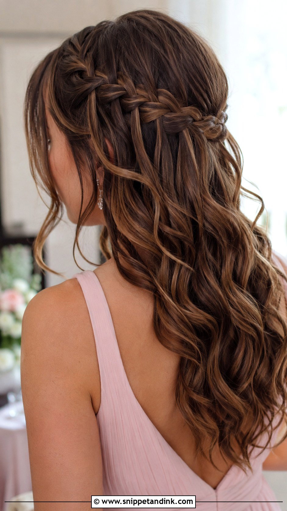 Waterfall Braid Bridesmaid Hair Brown Hair - Snippet and Ink - 20 Bridesmaid Hairstyles Brown Hair