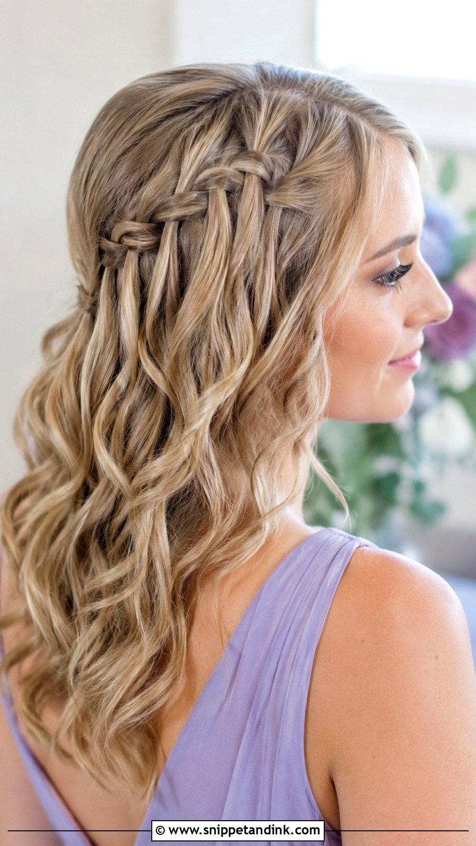 Waterfall Braid Bridesmaid Hairstyle For Medium Hair - Snippet and Ink - 30 Bridesmaid Hairstyles Medium Length