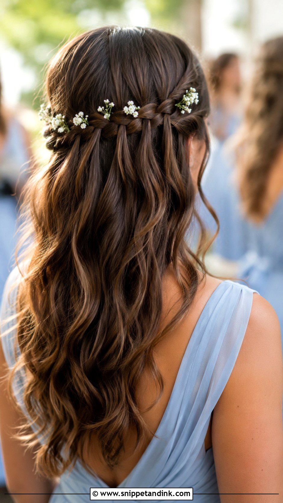 Waterfall Braid Bridesmaid Hairstyle For Round Face - Snippet and Ink - 20 Bridesmaid Hairstyles for Round Face