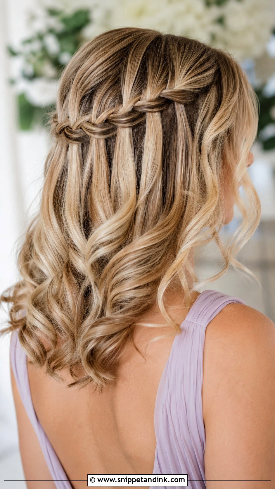 Waterfall Braid Bridesmaid Hairstyle Medium Hair - Snippet and Ink - 20 Bridesmaid Hairstyle Medium Hair Ideas