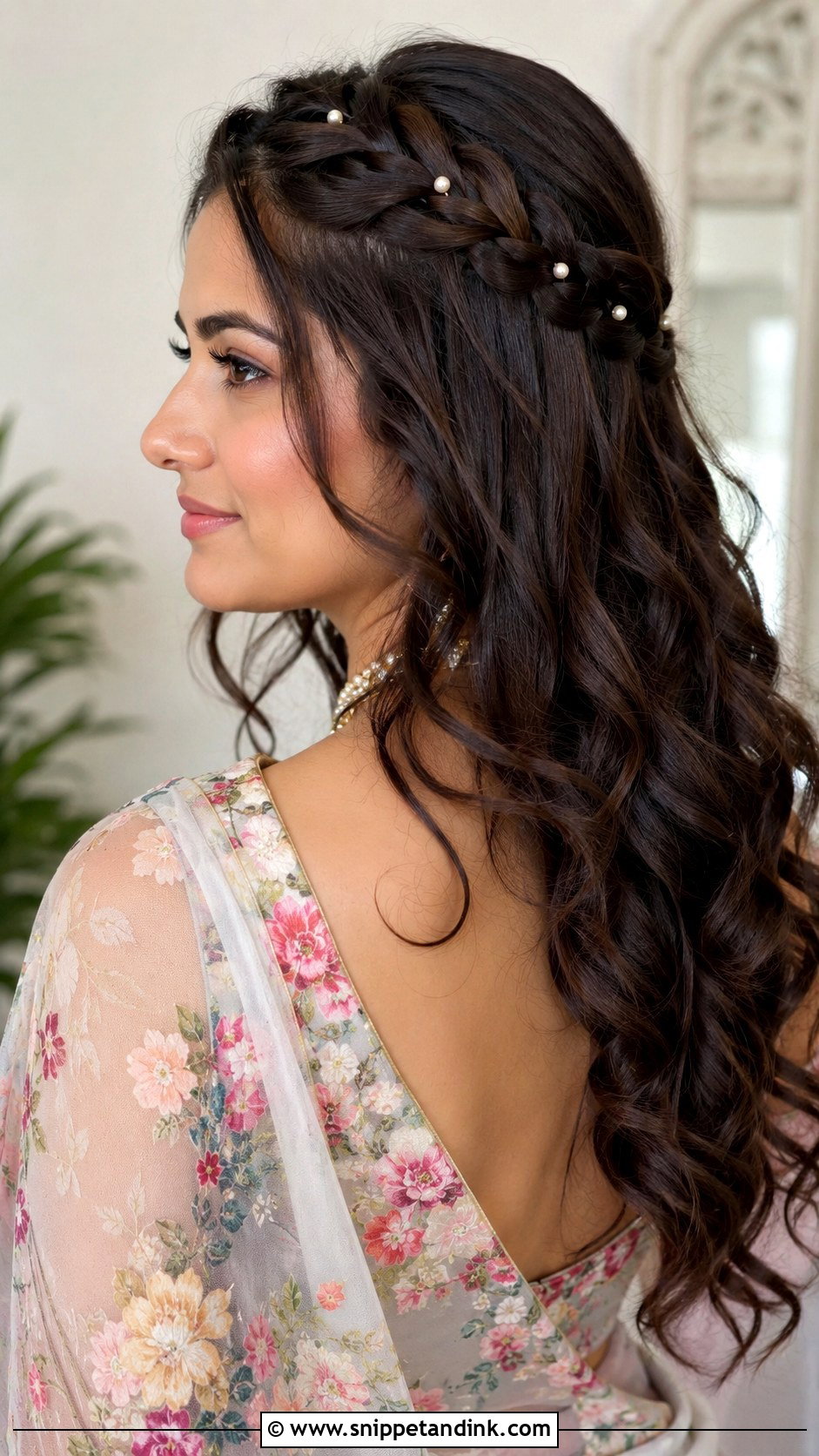 Waterfall Braid Bridesmaid Hairstyle for Saree - Snippet and Ink - 25 Bridesmaid Hairstyles for Saree