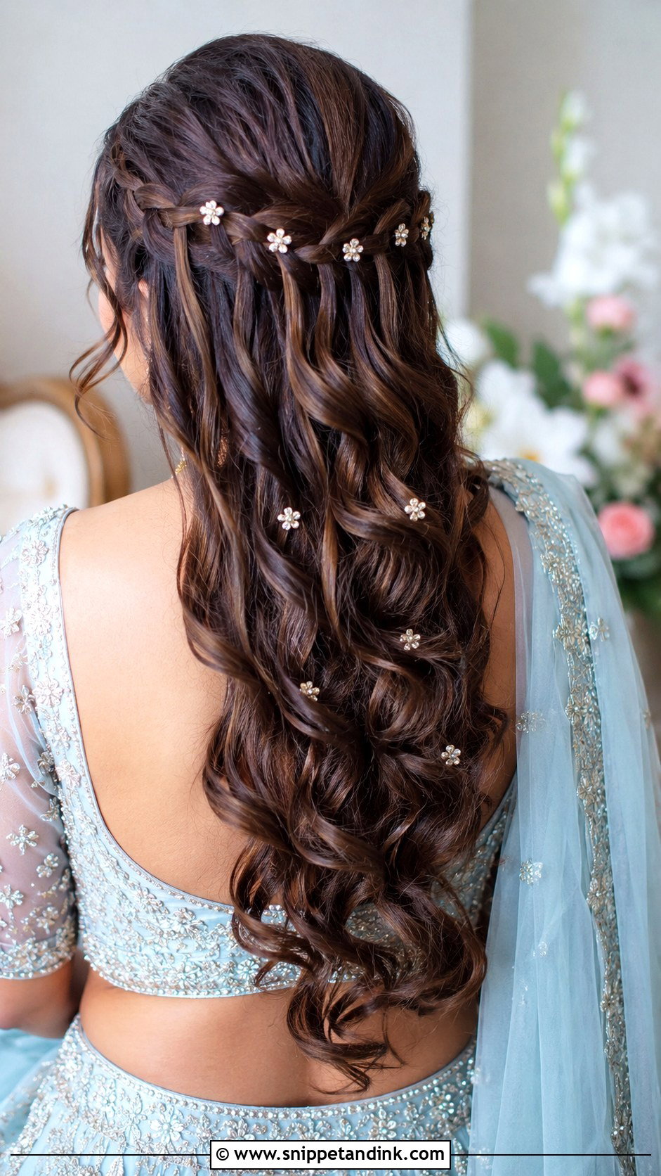 Waterfall Braid For Chaniya Choli Wedding - Snippet and Ink - 15 Hairstyle for Chaniya Choli Wedding Ideas
