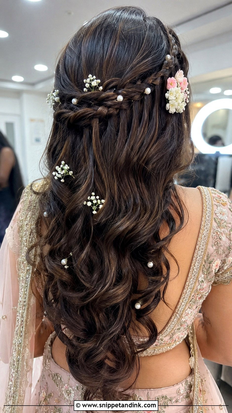 Waterfall Braid For Mehendi Bride - Snippet and Ink - 20 Mehendi Brides Braids Hairstyles