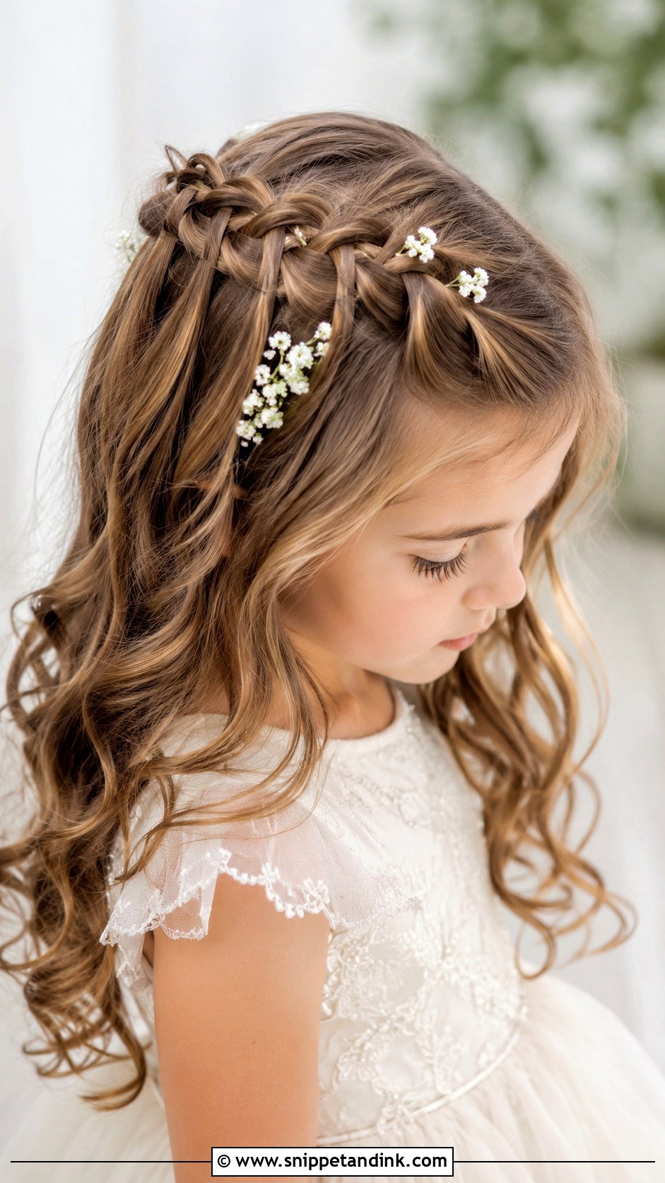 Waterfall Braid Hairstyle - Snippet and Ink - 25 Kids Girls Wedding Hairstyles