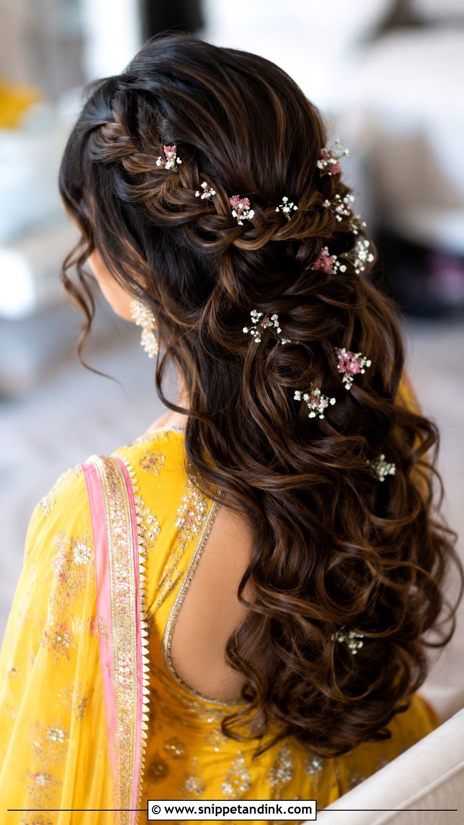 Waterfall Braid Hairstyle for Mehndi - Snippet and Ink - 30 Mehndi Hairstyles for Bride