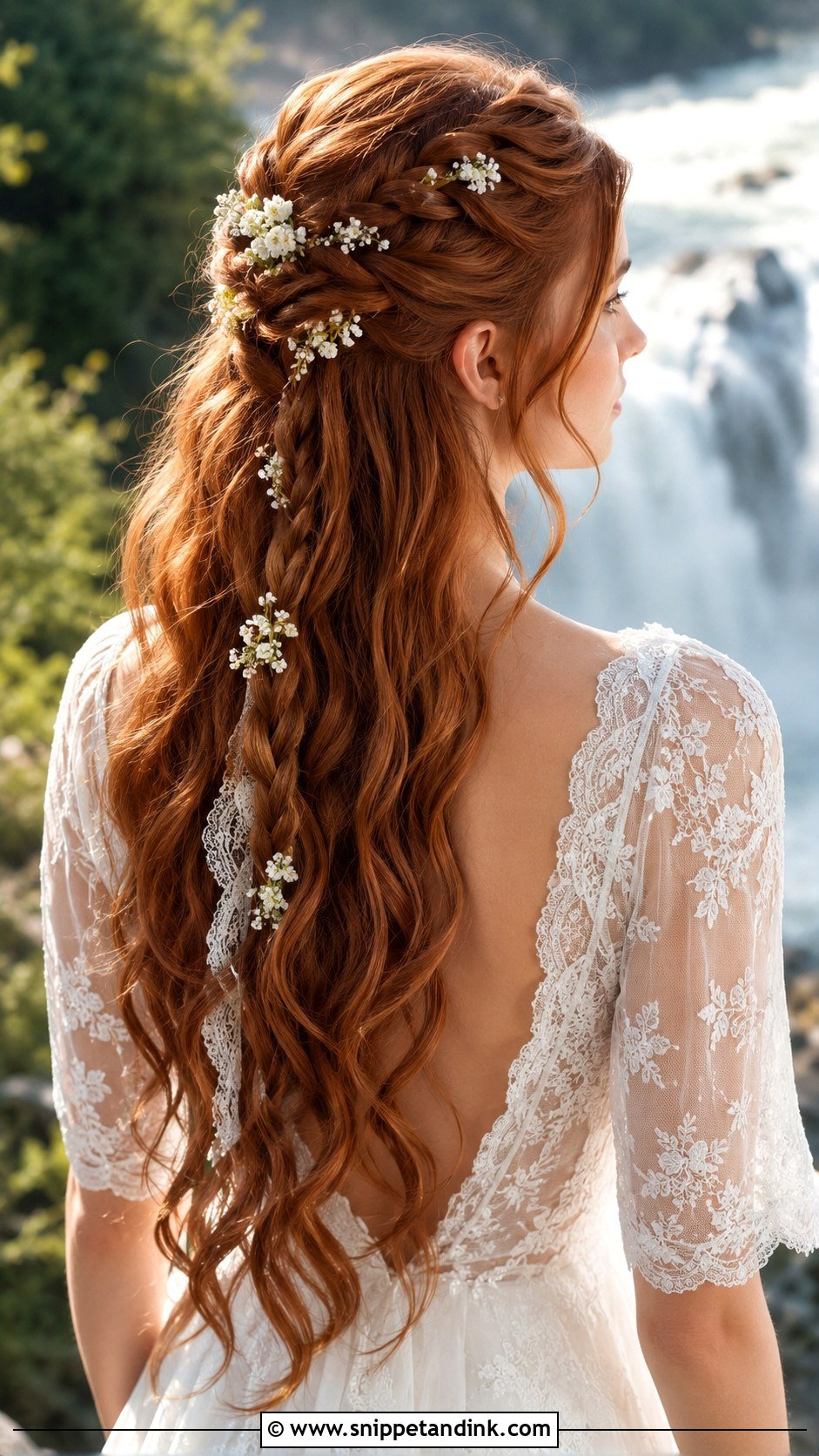Waterfall Braid Half Up - Snippet and Ink - 20 Braid Hairstyle for Weddings Ideas