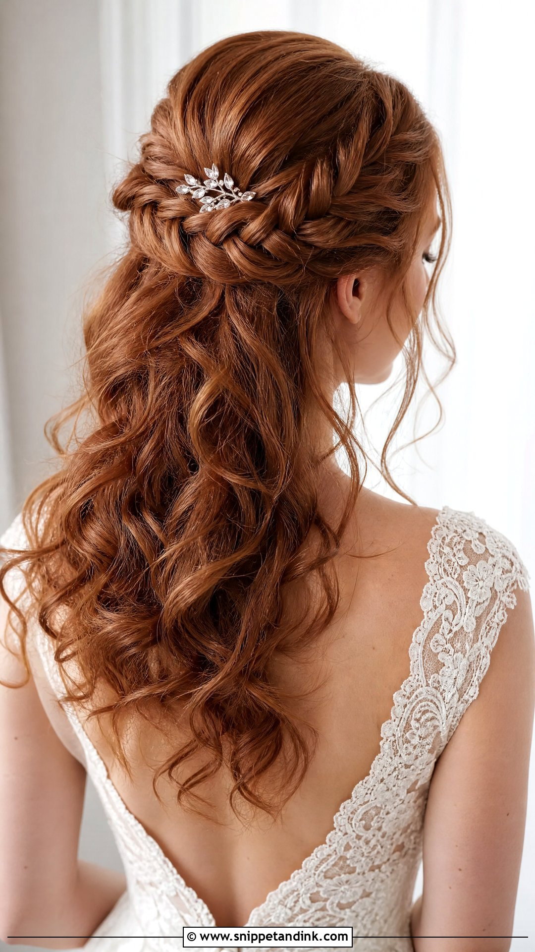 Waterfall Braid Half Up - Snippet and Ink - 20 Half-Up Braid Bridal Hair Ideas