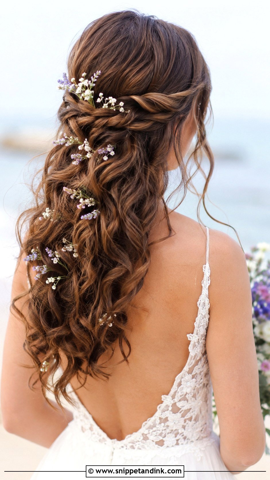 Waterfall Braid Half Up Wedding Look - Snippet and Ink - 20 Half-Up Wedding Hair Braid Ideas