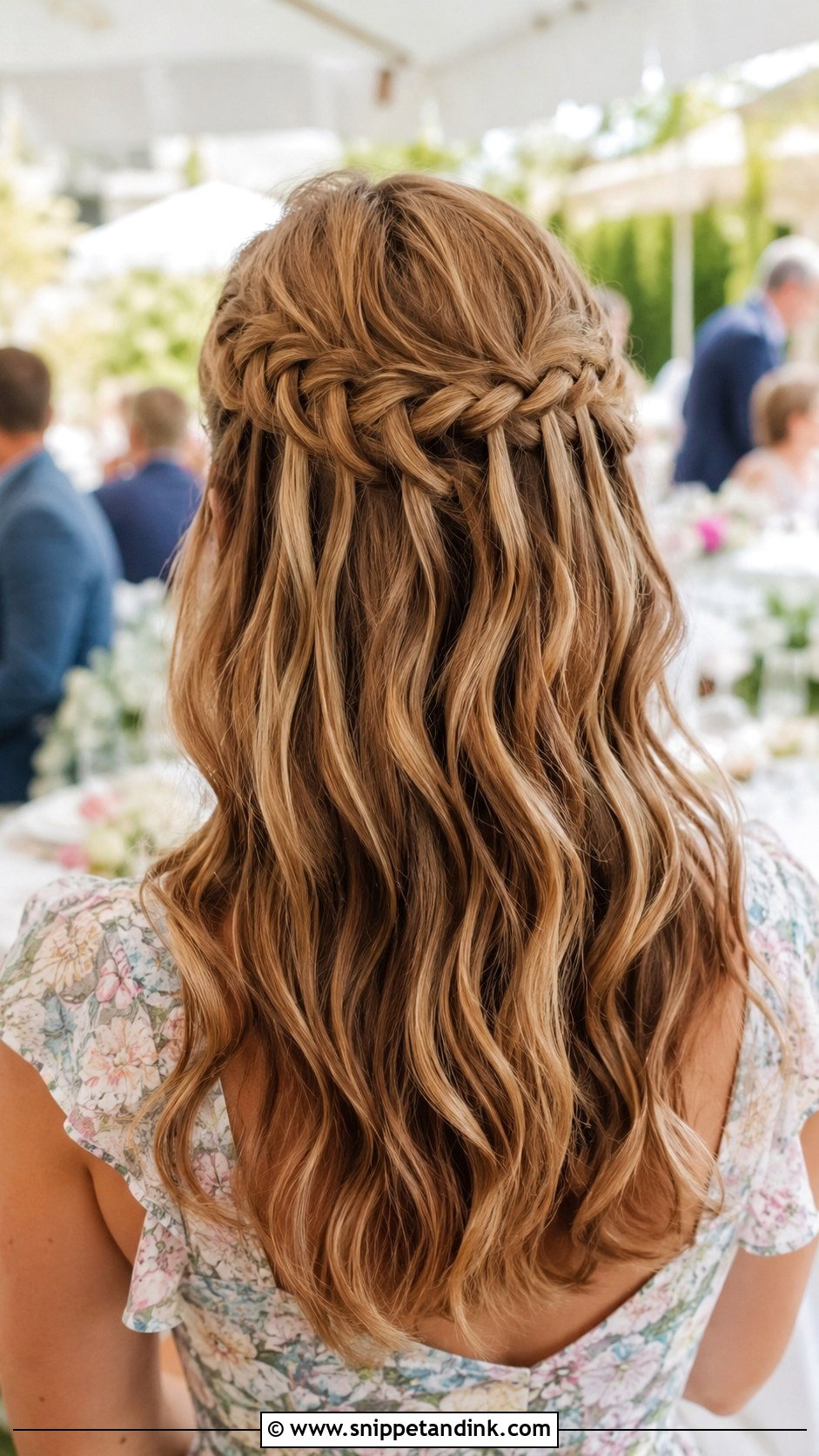 Waterfall Braid Half Updo - Snippet and Ink - 25 Wedding Guest Hair Ideas
