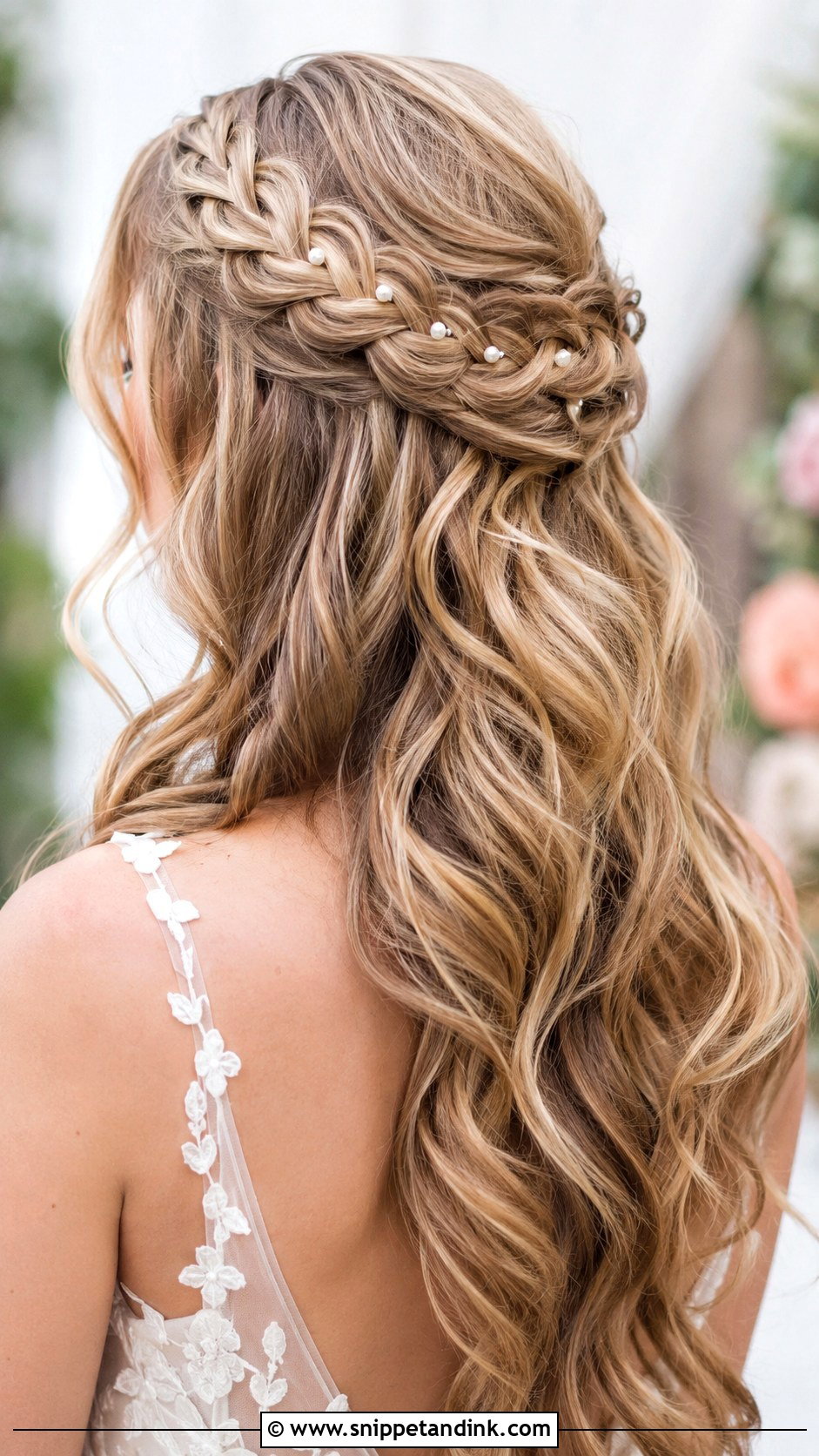 Waterfall Braid Half Updo - Snippet and Ink - 20 Best Wedding Hairstyles for Long Hair