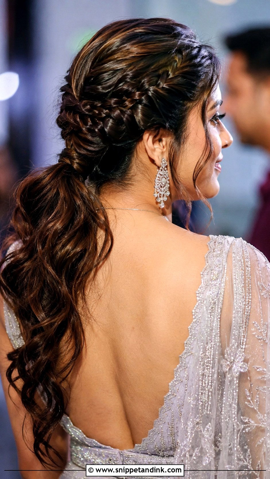 Waterfall Braid Ponytail for Reception - Snippet and Ink - 20 Indian Wedding Waterfall Hairstyle Ideas