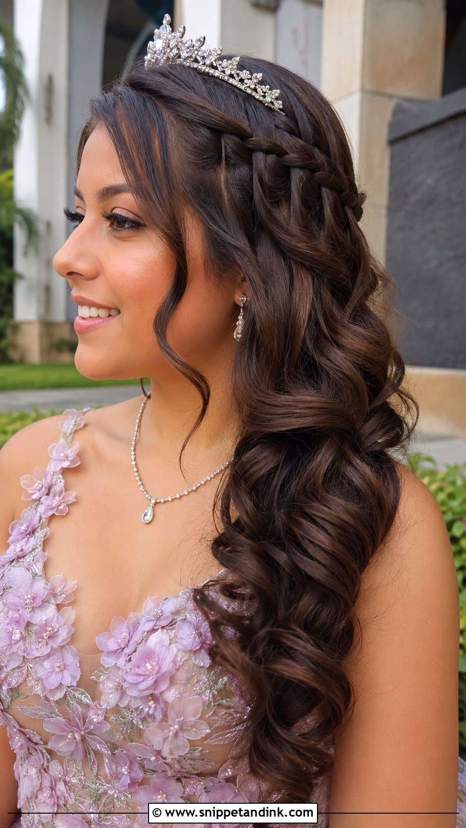 Waterfall Braid Prom Hairstyle With Tiara - Snippet and Ink - 15 Prom Hairstyles with Tiara