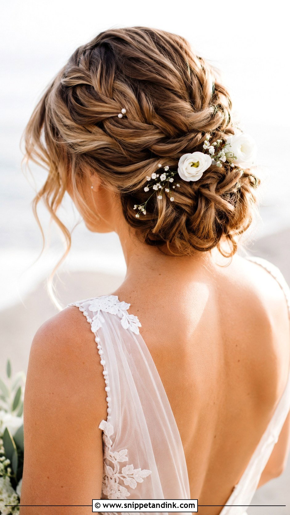 Waterfall Braid Updo - Snippet and Ink - 20 Beach Wedding Hair Updo Ideas