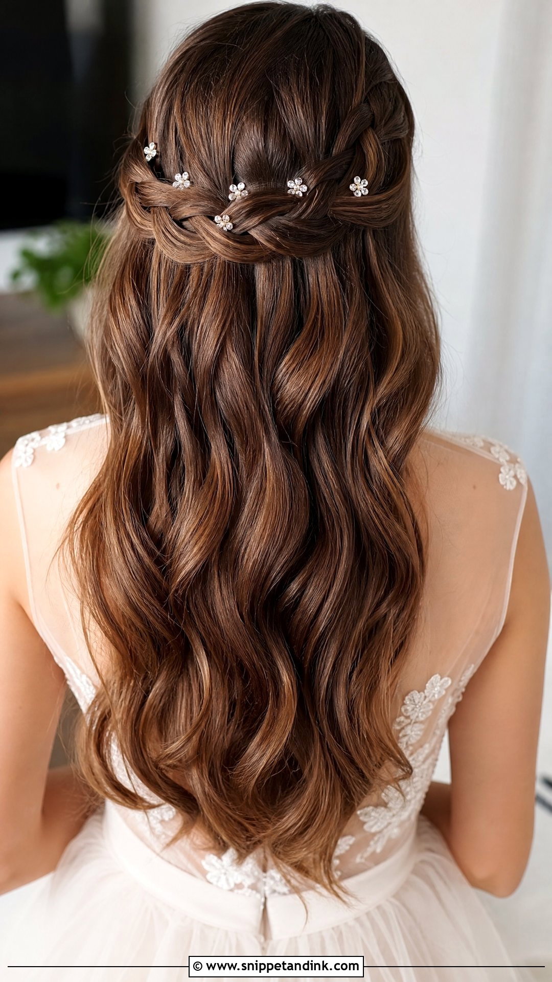Waterfall Braid Wavy Wedding Hair - Snippet and Ink - 20 Wavy Hair Wedding Hairstyles