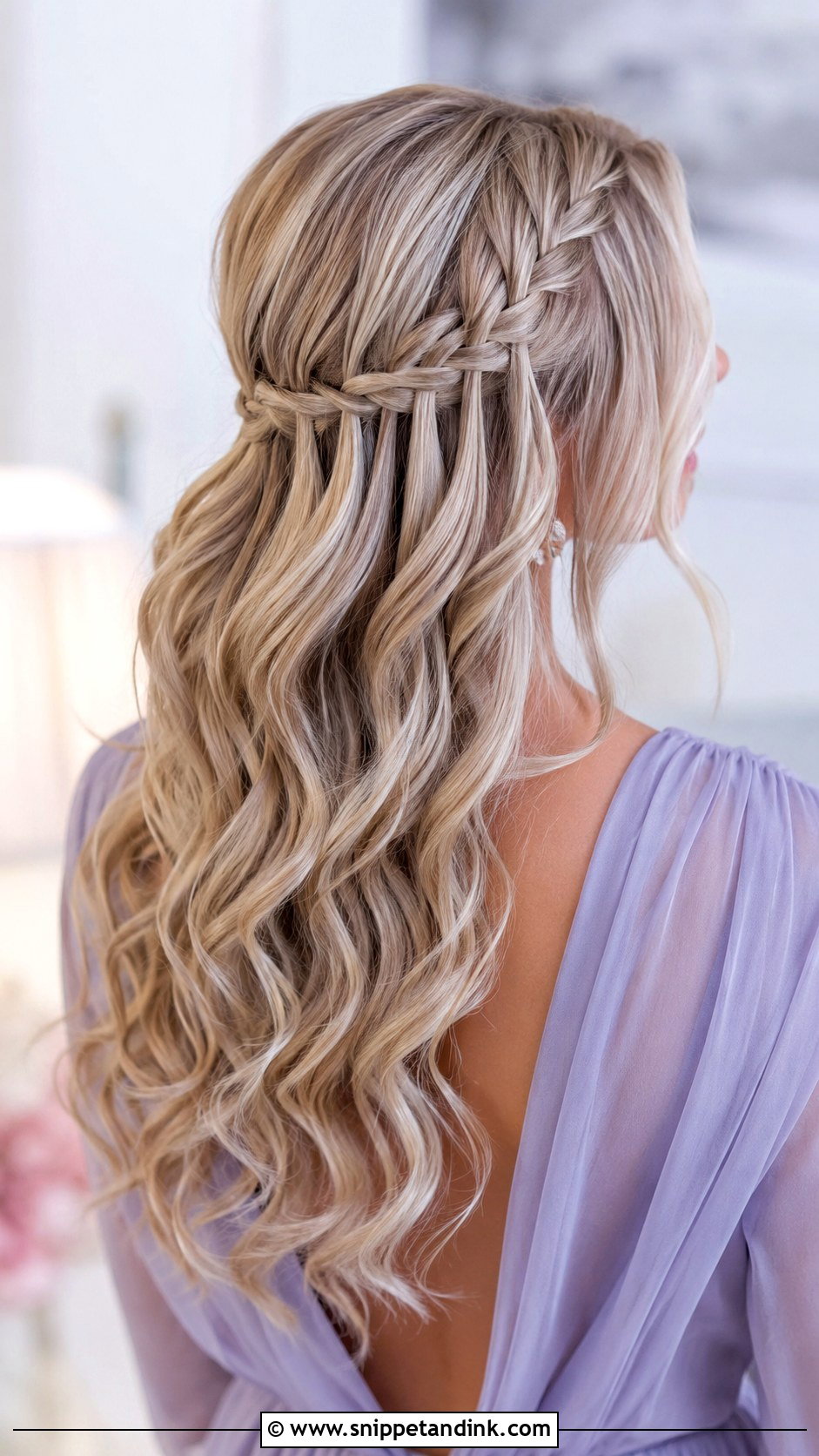 Waterfall Braid Wedding Guest Hairstyle - Snippet and Ink - 20 Easy Wedding Guest Hairstyles for Long Hair