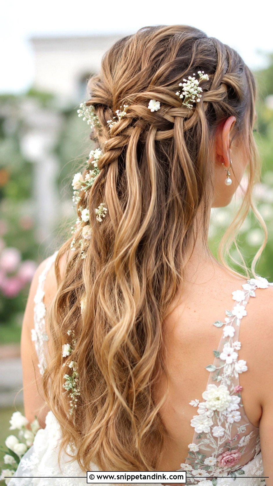 Waterfall Braid Wedding Hair - Snippet and Ink - 30 Timeless Bridal Hair Ideas