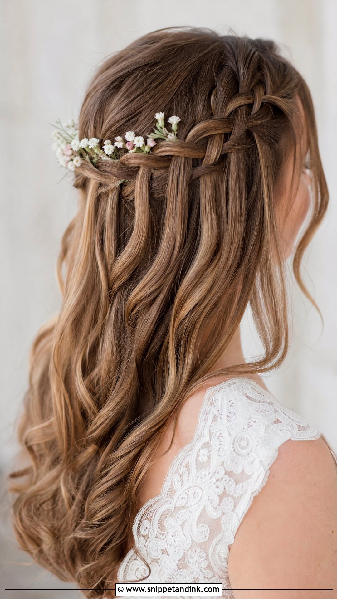 Waterfall Braid Wedding Hair - Snippet and Ink - 20 Bohemian Bridal Hair Ideas