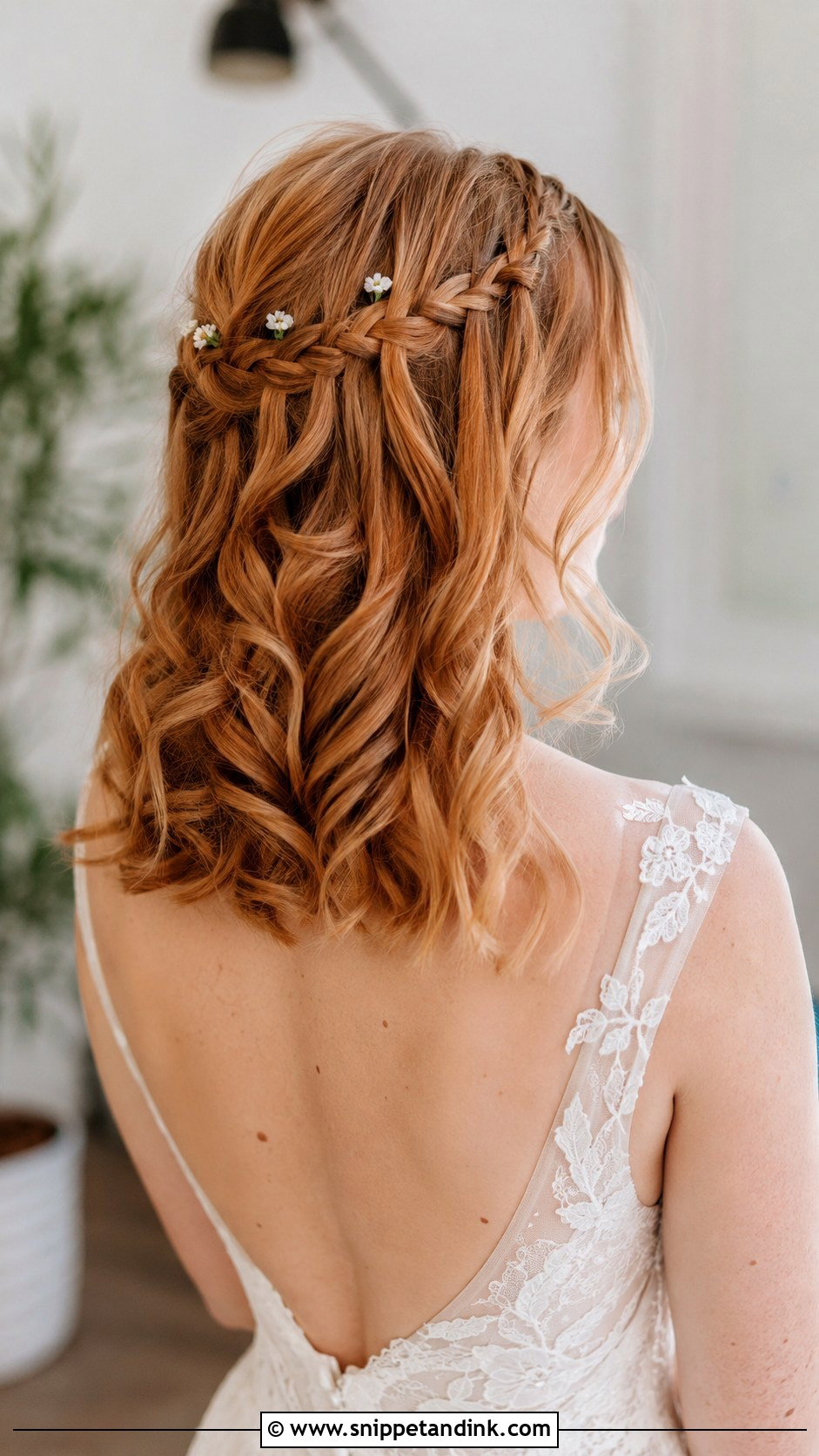 Waterfall Braid Wedding Hair - Snippet and Ink - 20 Hairstyles for Medium Hair for Wedding