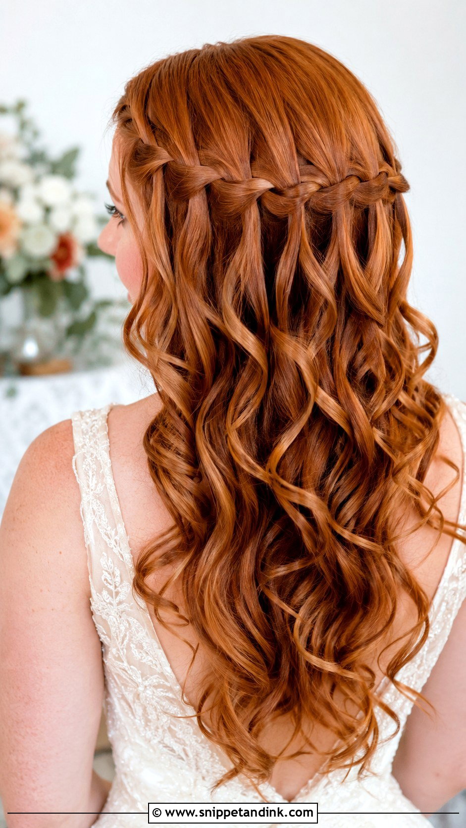 Waterfall Braid Wedding Hair With Curls - Snippet and Ink - 15 Wedding Hair with Braids and Curls