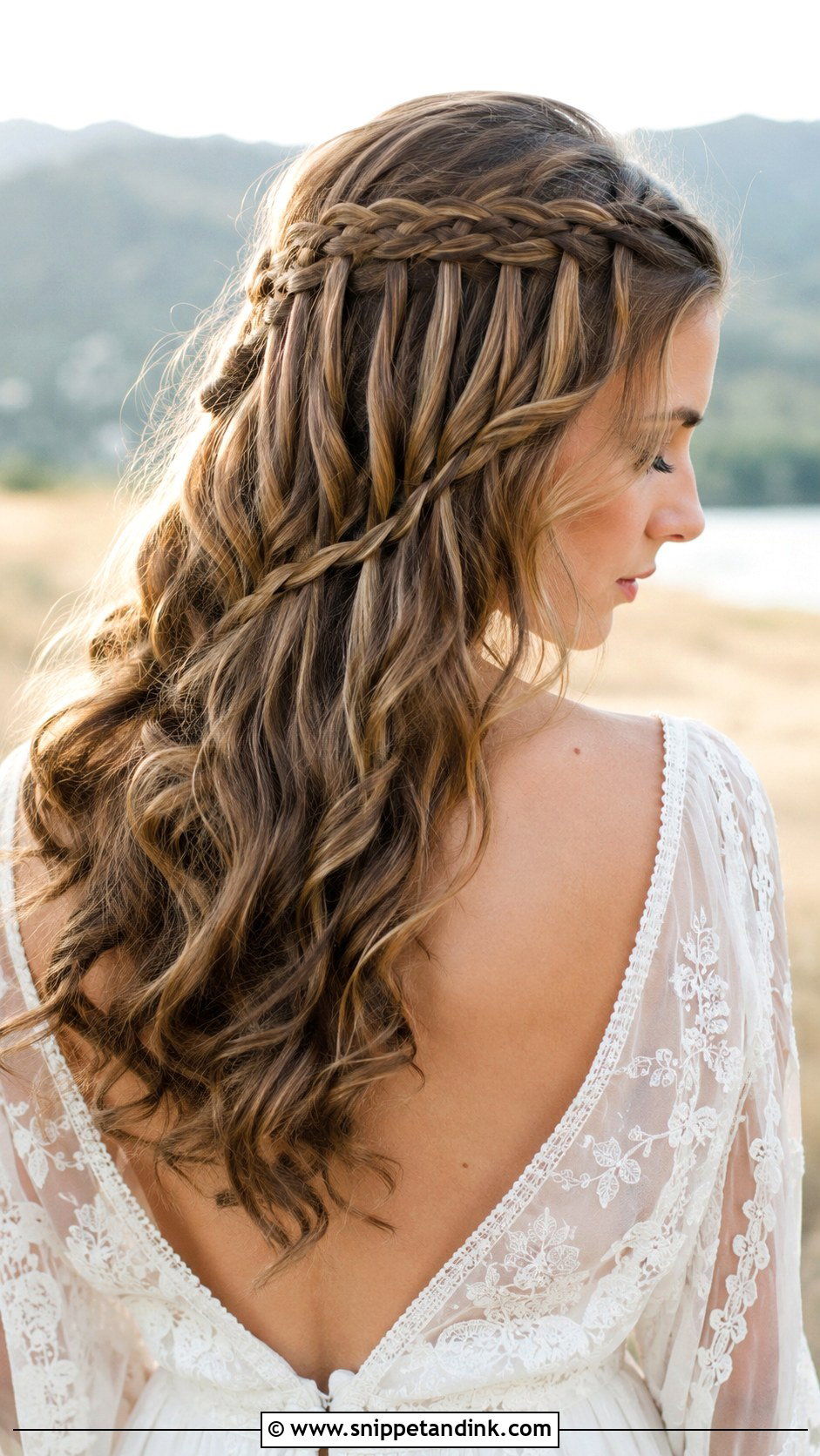 Waterfall Braid Wedding Hairstyle - Snippet and Ink - 20 Simple Bride Hair Ideas