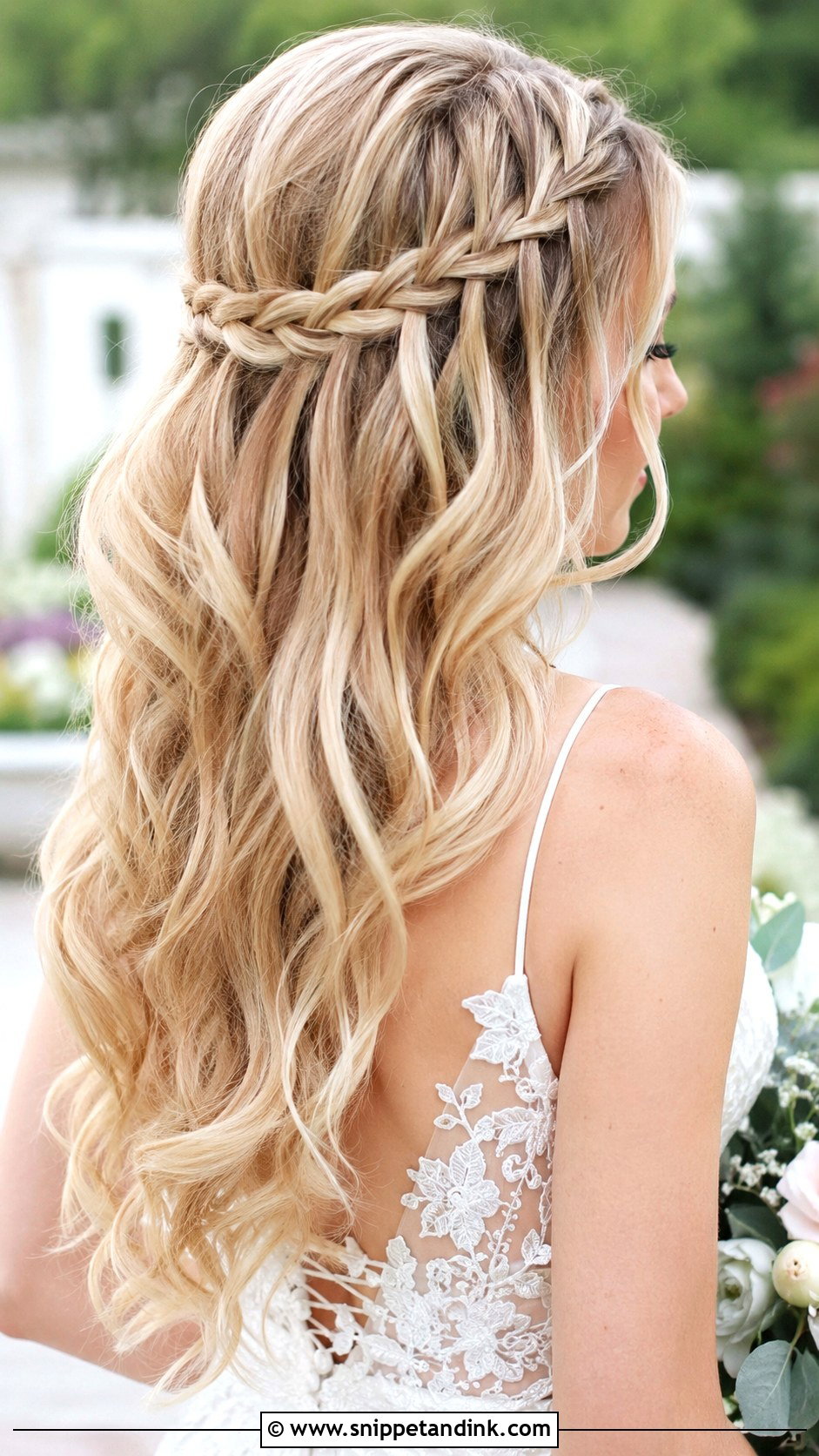 Waterfall Braid Wedding Hairstyle - Snippet and Ink - 35 Wedding Hairstyle Ideas