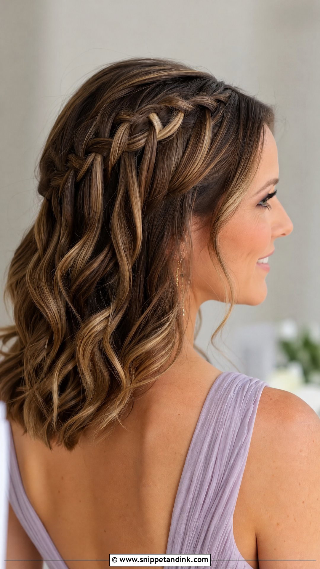 Waterfall Braid Wedding Hairstyle For Medium Hair - Snippet and Ink - 15 Easy Hairstyles for Medium Hair for Wedding