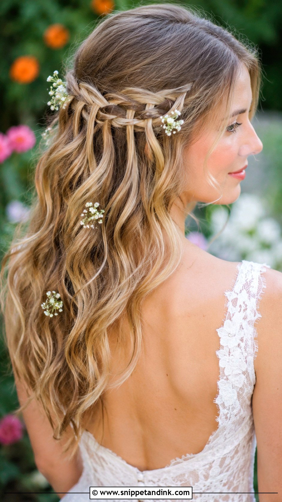 Waterfall Braid Wedding Hairstyle for Long Hair - Snippet and Ink - 30 Wedding Hair Styles for Long Hair