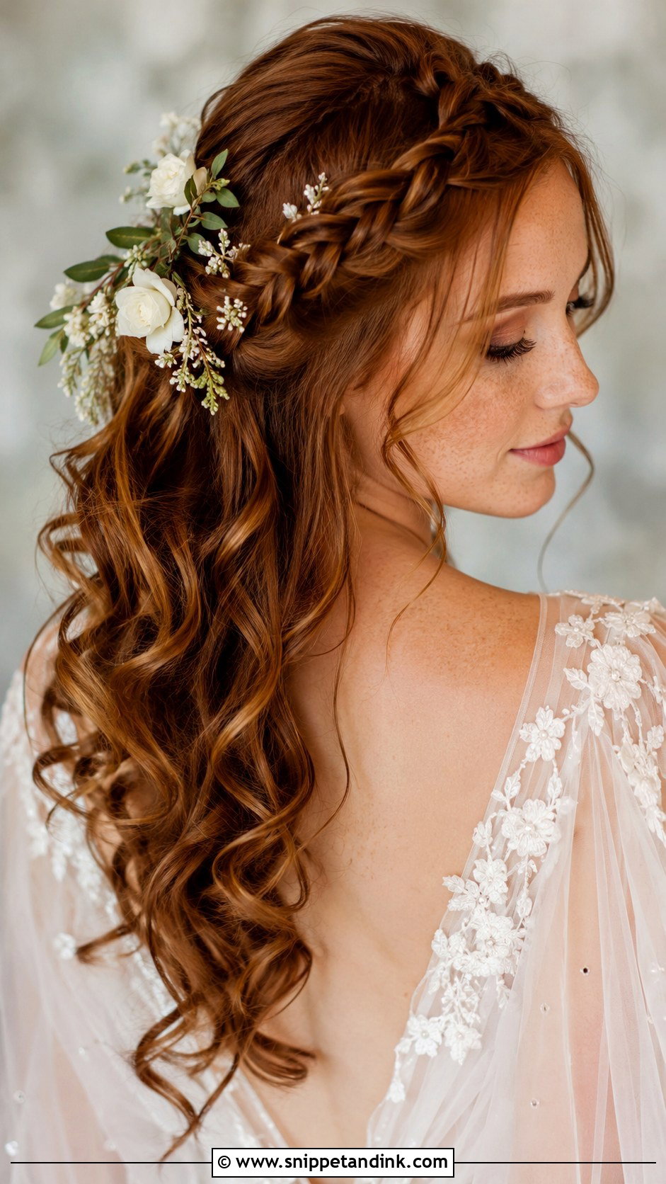Waterfall Braid Wedding Look - Snippet and Ink - 20 Winter Wedding Hairstyles
