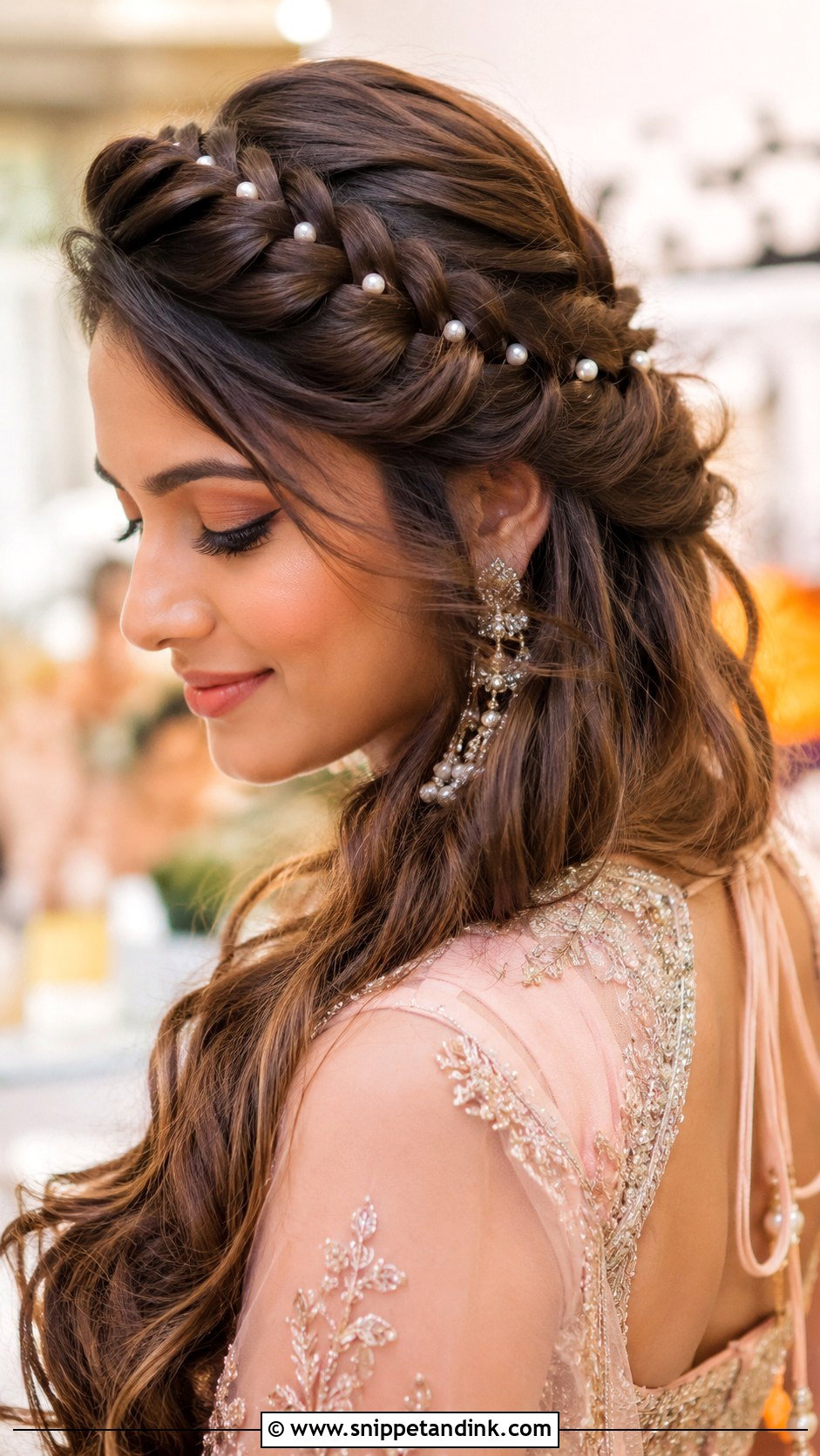 Waterfall Braid Wedding Look - Snippet and Ink - 20 Indian Braided Wedding Hairstyles