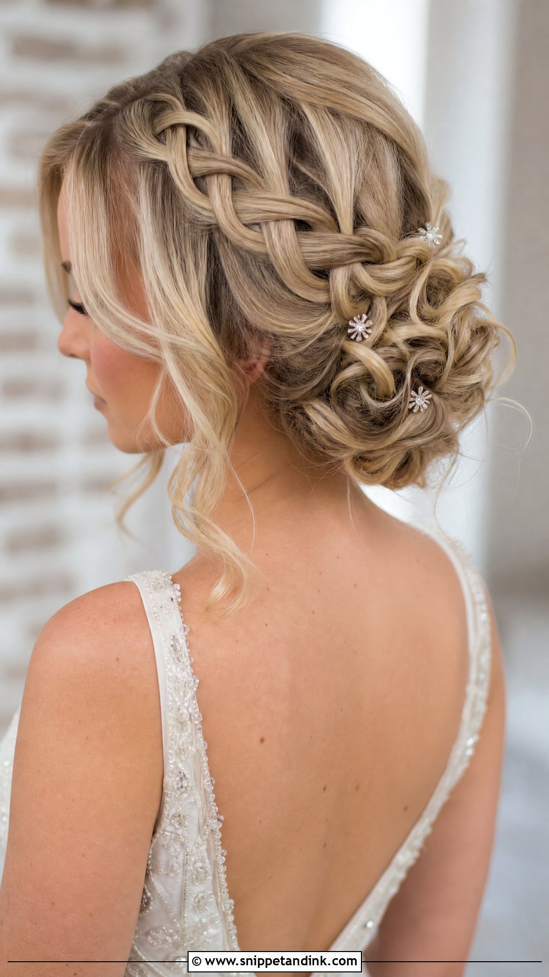 Waterfall Braid Wedding Updo - Snippet and Ink - 20 Wedding Updo Hairstyles with Braid