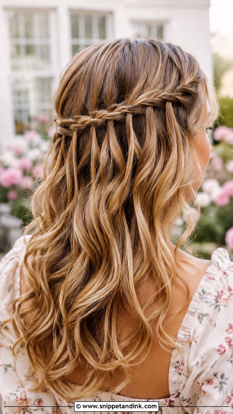 Waterfall Braid With Curls - Snippet and Ink - 20 Wedding Guest Braid Hairstyles
