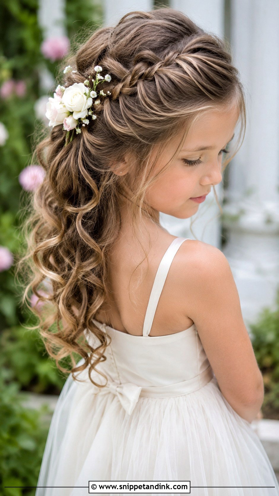 Waterfall Braid With Curls - Snippet and Ink - 25 Flowergirls Hairstyle Ideas