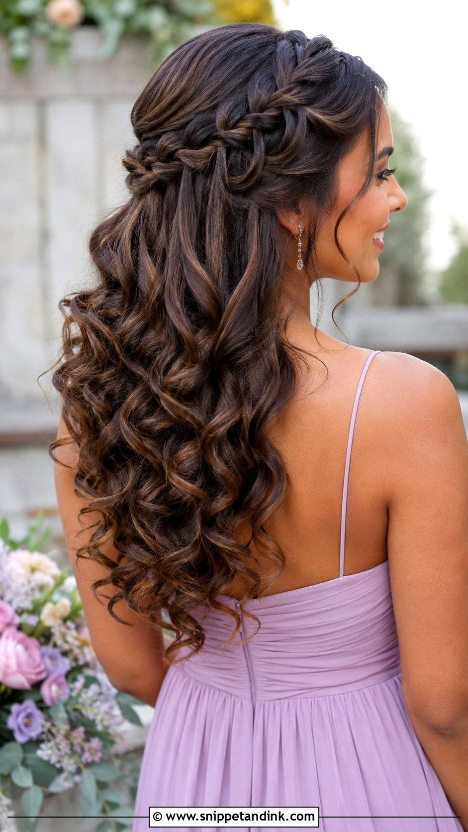 Waterfall Braid With Curls For Bridesmaid - Snippet and Ink - 20 Braid Hairstyles for Wedding Bridesmaid