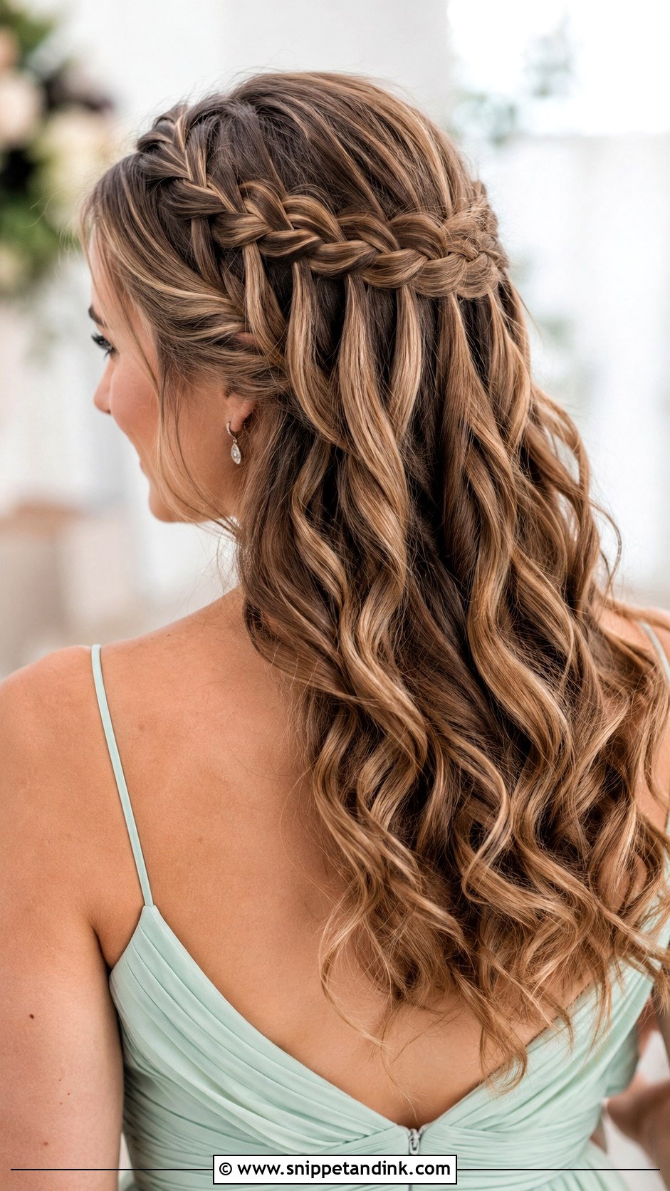 Waterfall Braid With Curls Wedding Guest - Snippet and Ink - 20 Curls for Wedding Guest