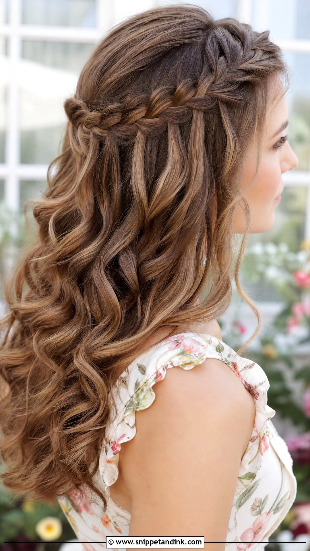 Waterfall Braid With Curls - Snippet and Ink - 20 Braided Hairstyles for Wedding Guest