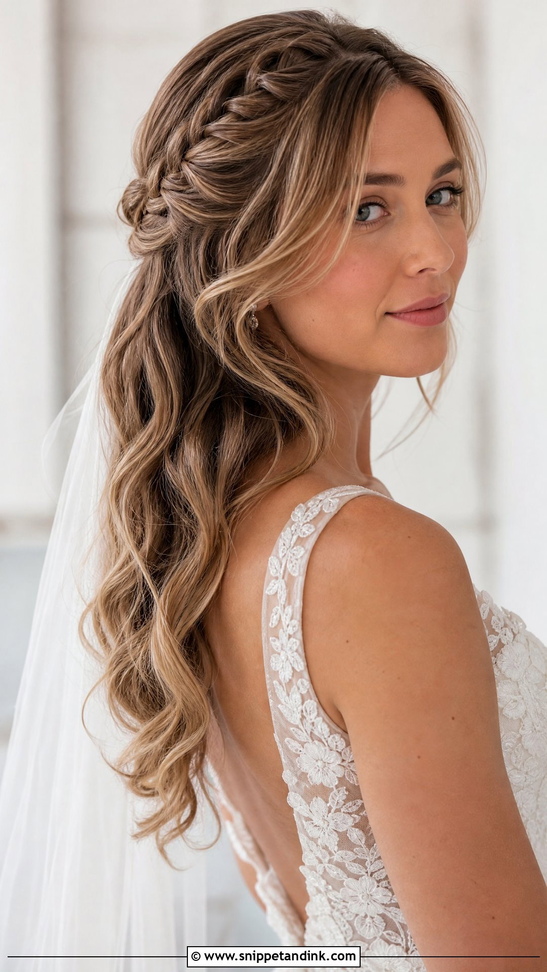 Waterfall Braid With Curtain Bangs - Snippet and Ink - 20 Waterfall Braid Wedding Hair Ideas