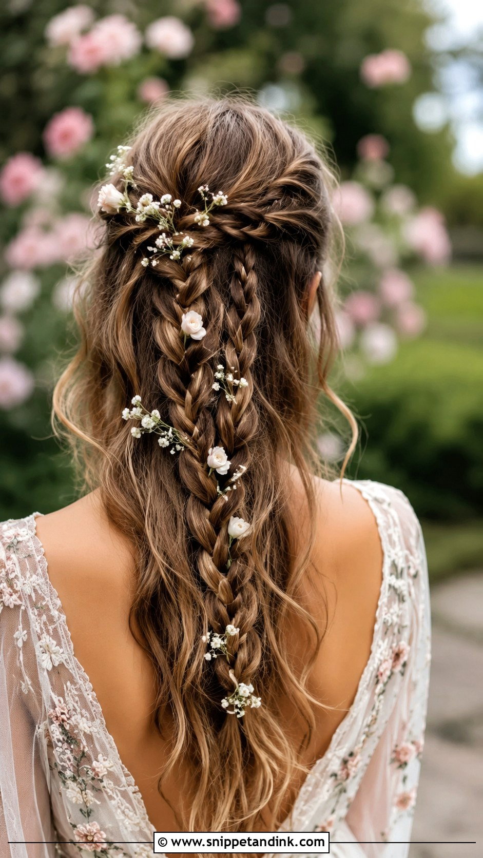 Waterfall Braid With Flowers - Snippet and Ink - 25 Wedding Hairstyles with Flowers