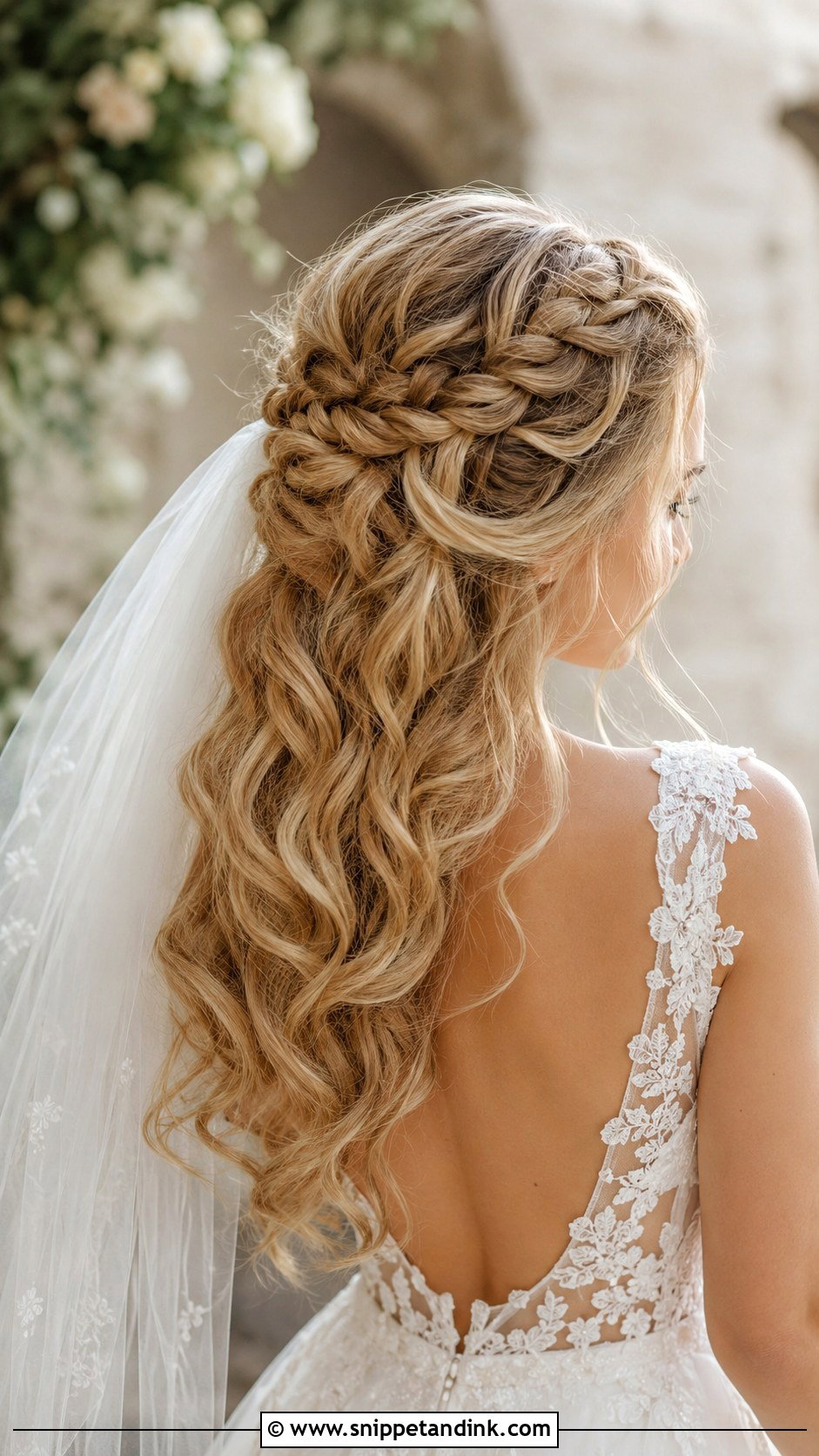Waterfall Braid With Loose Curls - Snippet and Ink - 20 Braided Bridal Hair Ideas