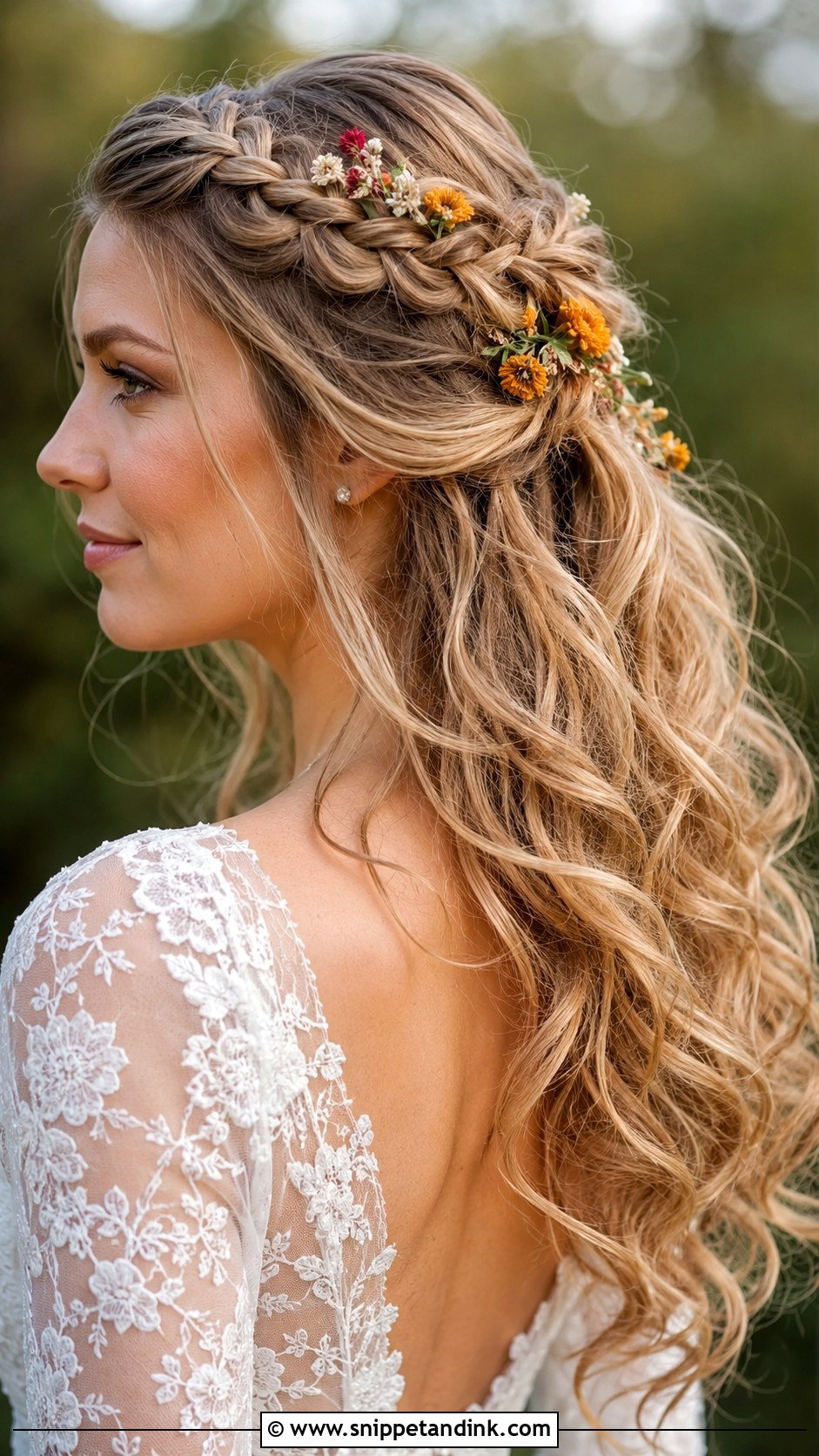 Waterfall Braid With Loose Waves - Snippet and Ink - 20 Fall Wedding Hair Ideas