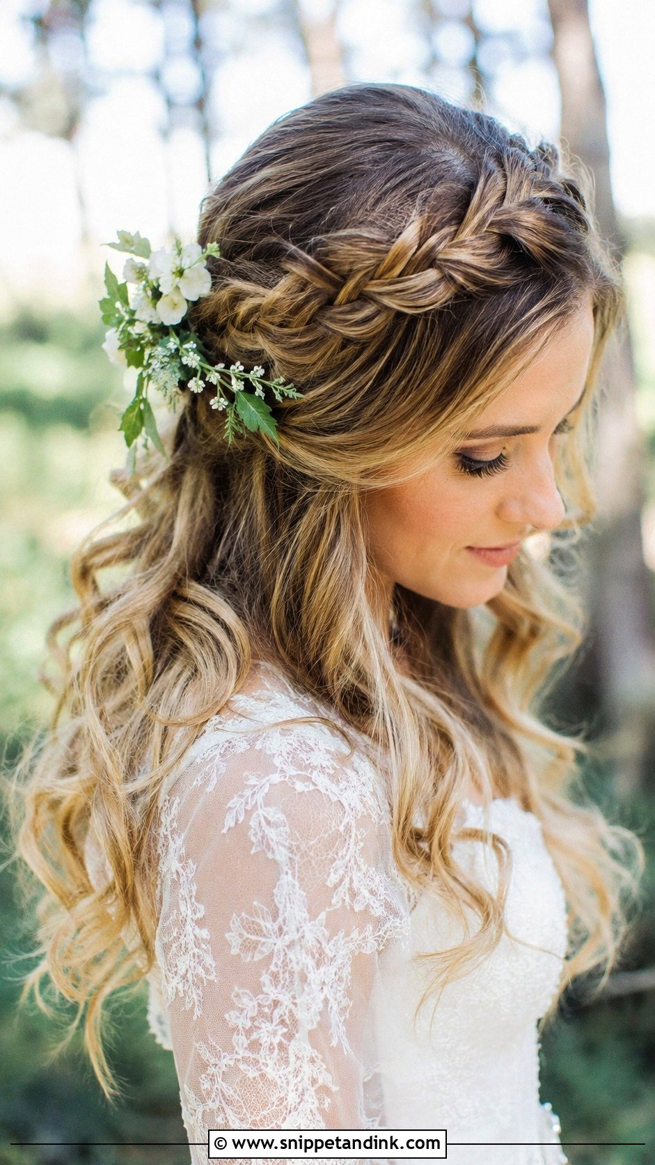 Waterfall Braid With Loose Waves - Snippet and Ink - 20 Wedding Hair Down with Braid Ideas