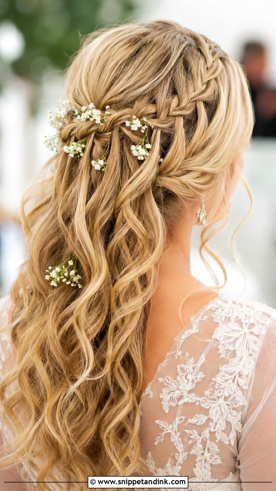 Waterfall Braid With Loose Waves - Snippet and Ink - 25 Fairy Wedding Hair Ideas