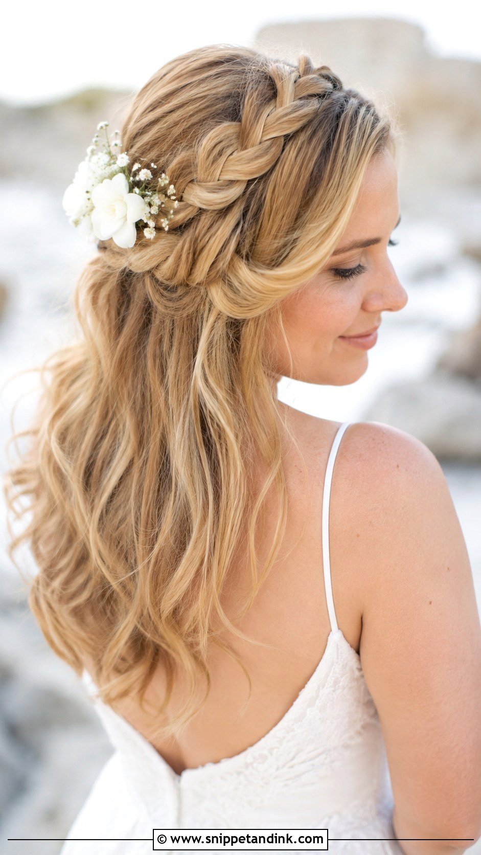 Waterfall Braid With Loose Waves - Snippet and Ink - 25 Wedding Hair Braid Ideas