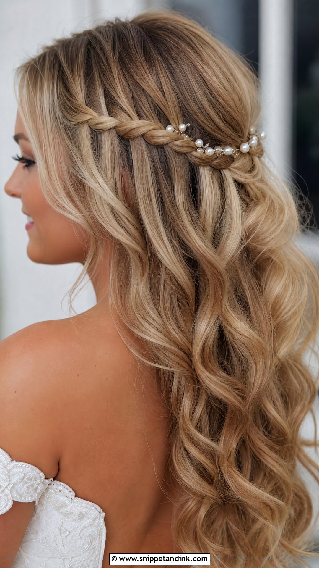 Waterfall Braid With Loose Waves - Snippet and Ink - 30 Bridal Braids