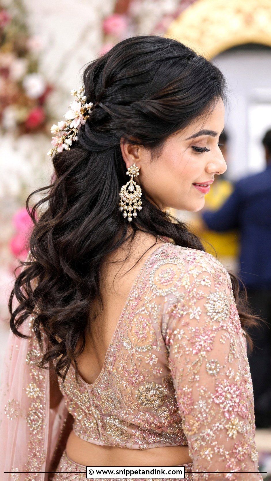 Waterfall Braid With Open Hair - Snippet and Ink - 20 Sangeet Hair Styles
