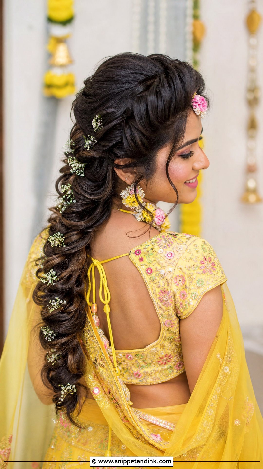 Waterfall Braid With Puff - Snippet and Ink - 20 Indian Hairstyle for Mom of Bride Ideas