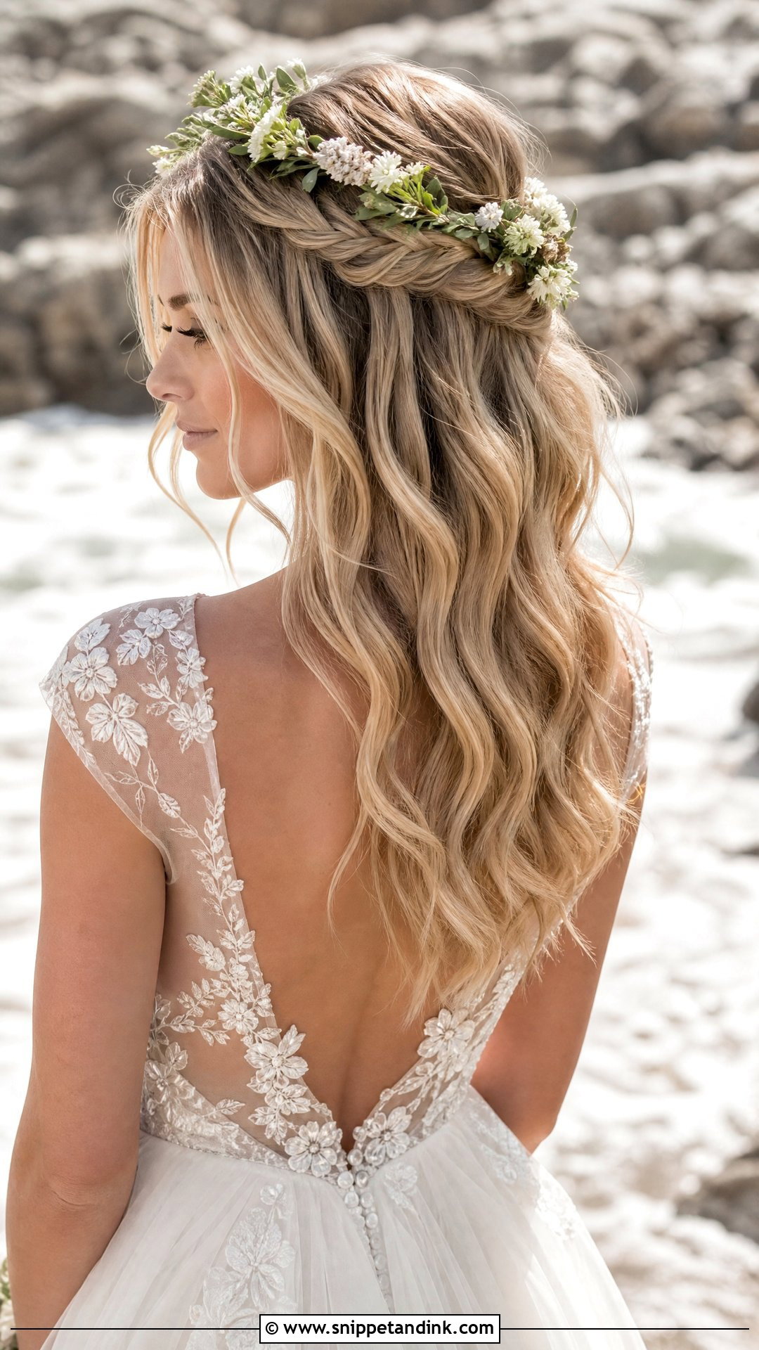 Waterfall Braid With Waves - Snippet and Ink - 20 Bridal Braid Hairstyles