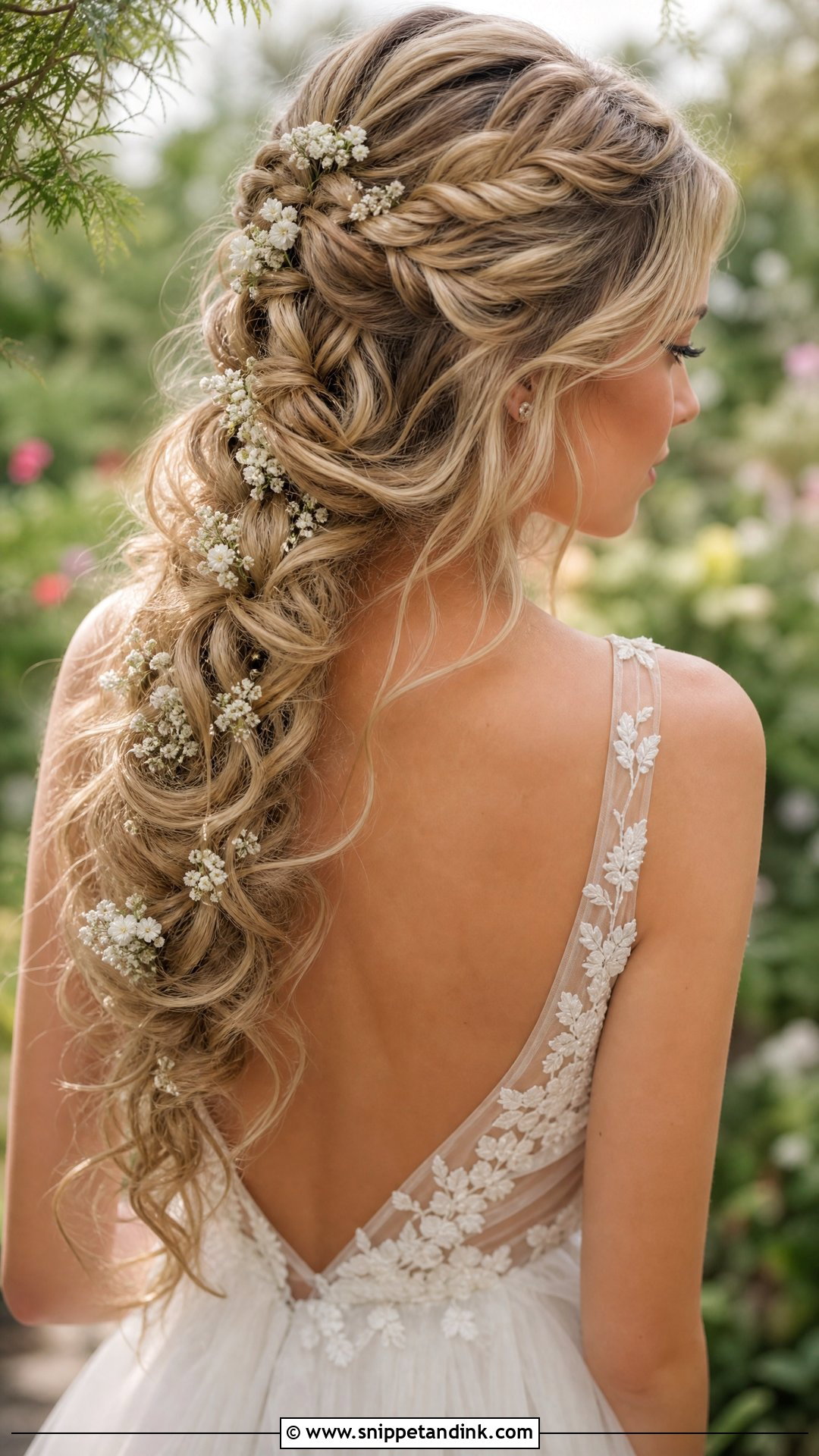 Waterfall Braid With Waves - Snippet and Ink - 20 Simple Long Hair Wedding Hairstyles