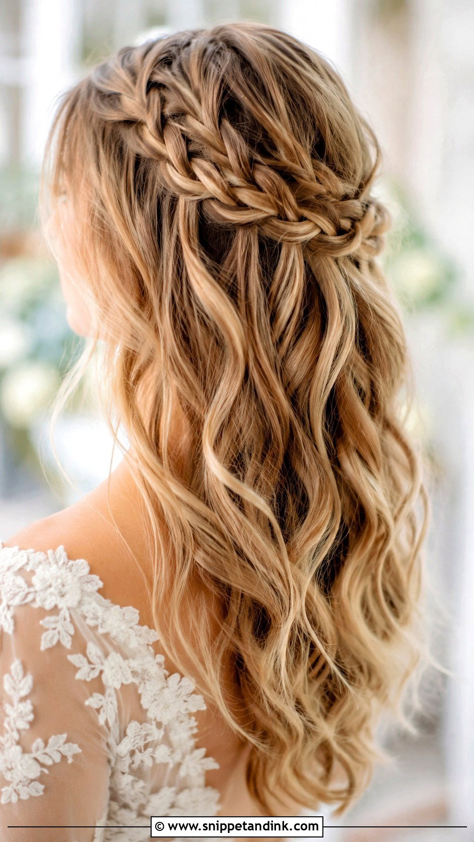 Waterfall Braid With Waves - Snippet and Ink - 25 Engagement Bride Hairstyle Ideas