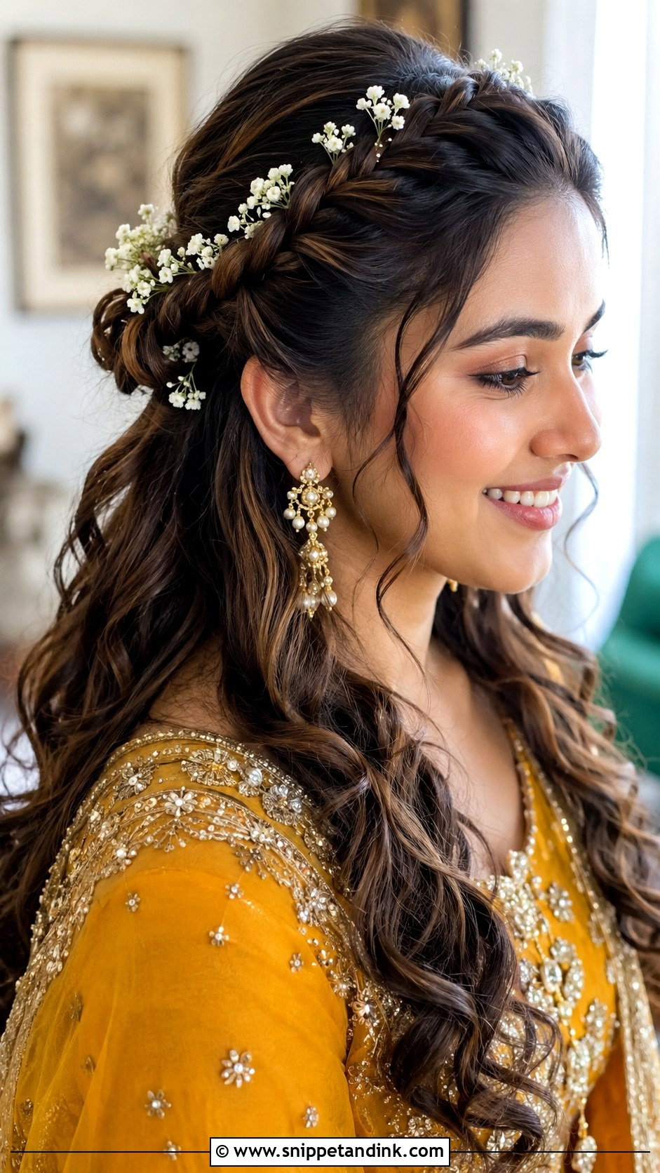 Waterfall Braid for Bride - Snippet and Ink - 25 Mehandi Hairstyles for Bride