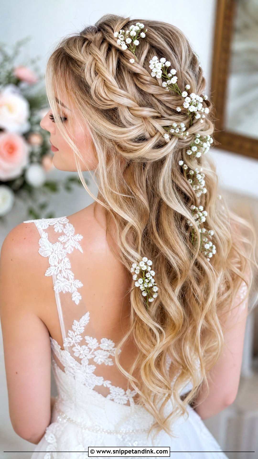 Waterfall Braid for Brides - Snippet and Ink - 20 Wedding Hair Braids